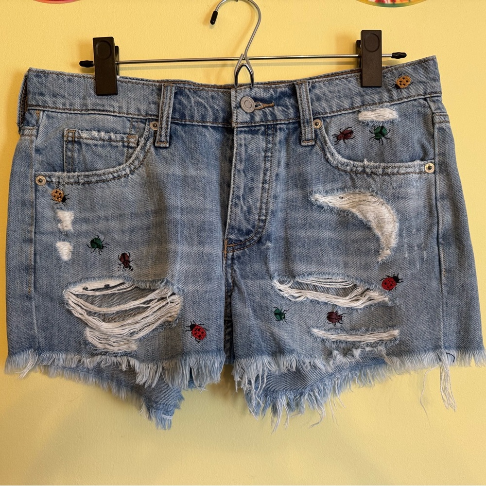 Lucky Brand Blue Distressed Boyfriend Denim Shorts